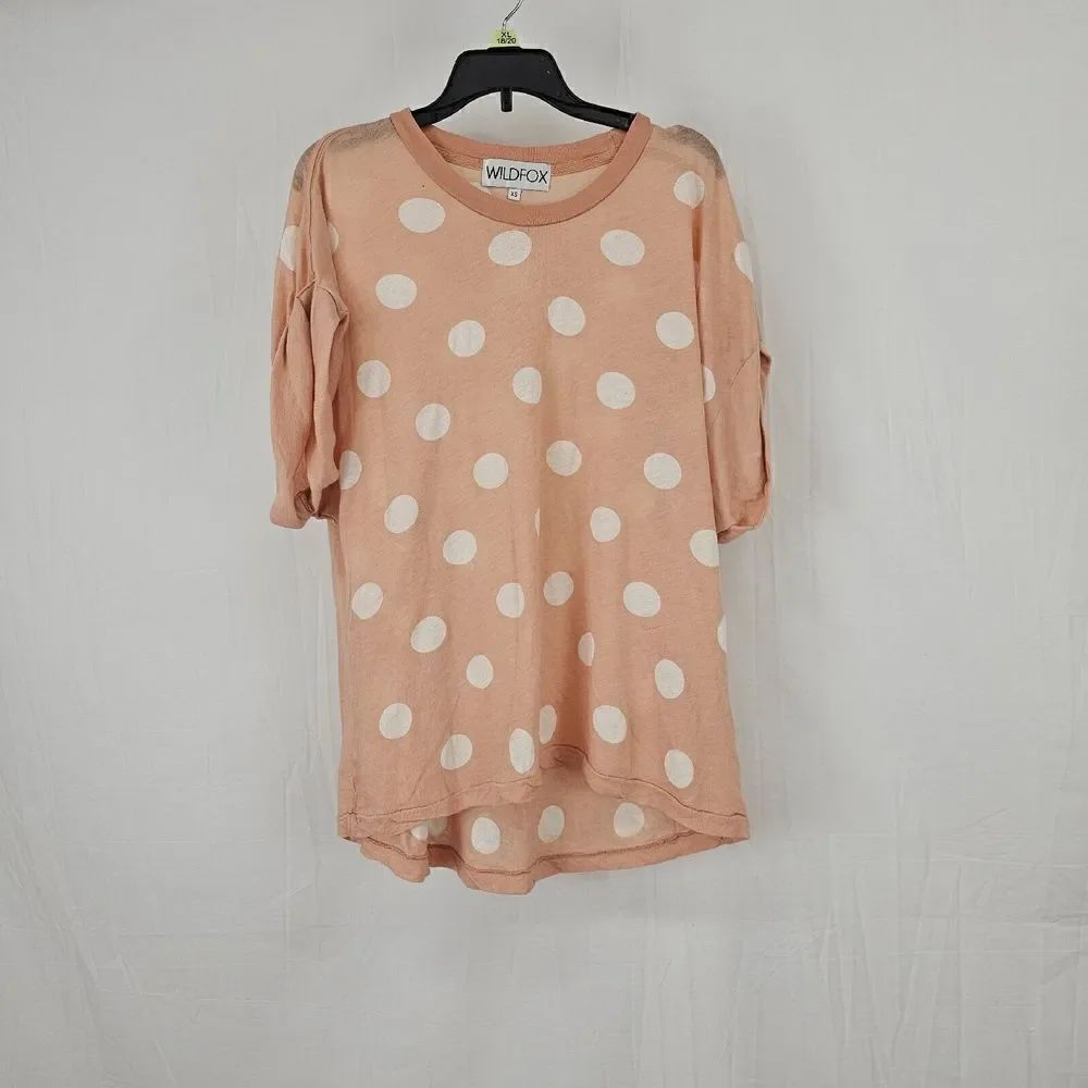 Wildfox Pink With White Polka Dot Women's Size XS T SHIRT